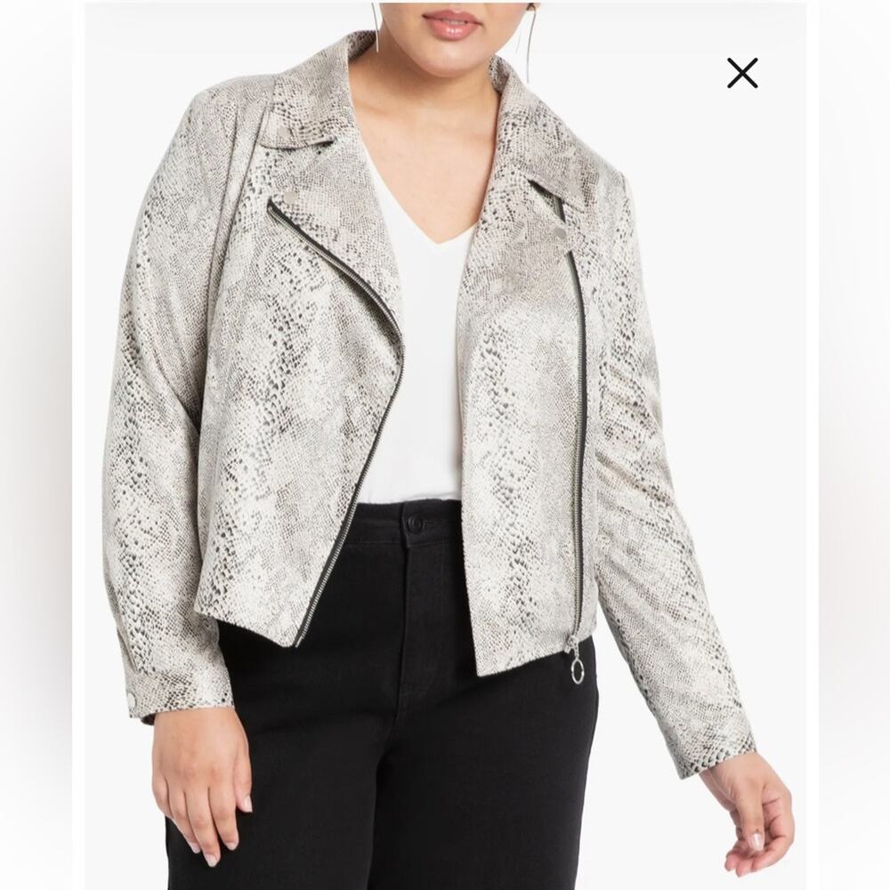 NWT Eloquii Snake Print Faux Leather Moto Jacket - Size 14/16